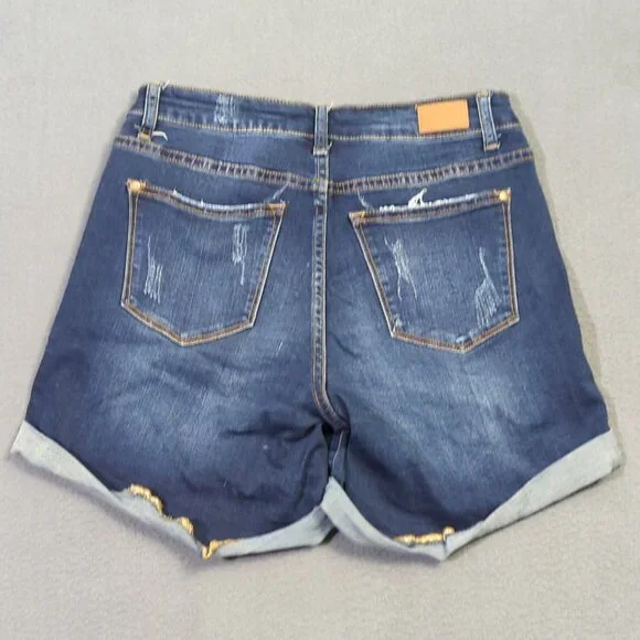 Judy Blue Jean Shorts Women's M Blue Denim Cuffed - Picture 2 of 9